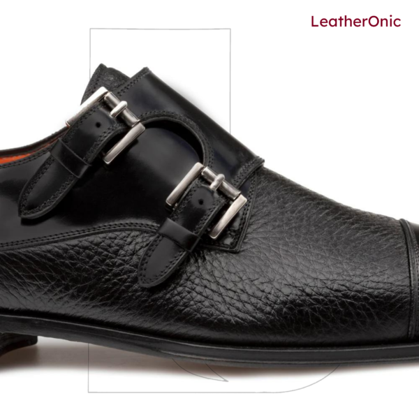 Caspian- Leather Double Mont Strap Shoes for Men (map574) - Image 2