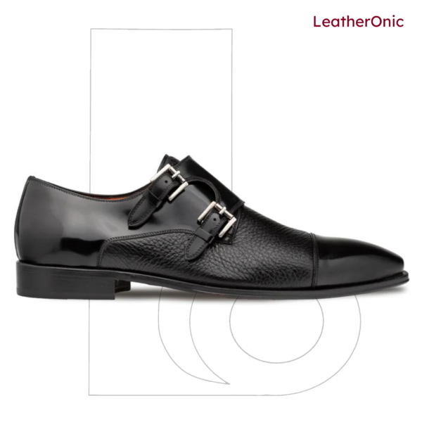 Caspian- Leather Double Mont Strap Shoes for Men (map574) - Image 4