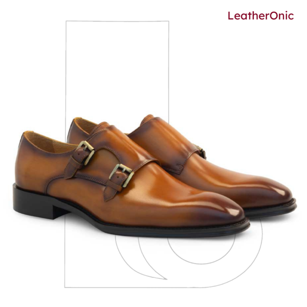 Zarek- Leather Double Monk Strap Shoes for Men (map575) - Image 3